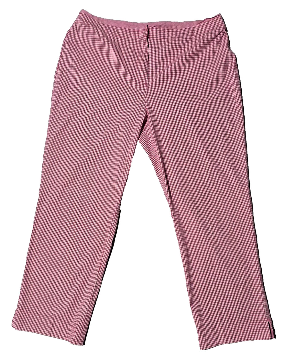 Talbots Petites Red-Pink Gingham Check Stretch Ankle Pants Size 16P